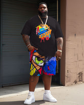 Street Casual Colorful Graffiti Print Large Men's Suit